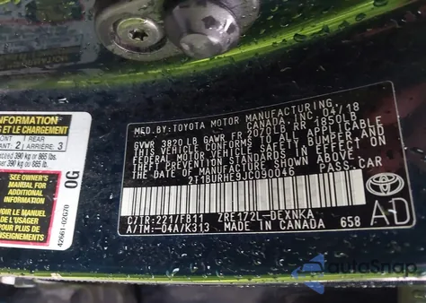 2018 Toyota Corolla Le from USA, damaged, VIN 2T1BURHE9JC090046